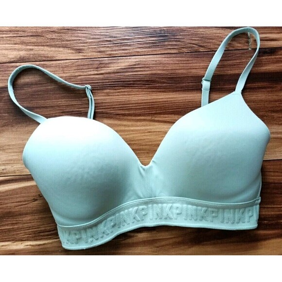 PINK by Victoria's Secret Wireless Bra Size 32D Wireless Soft Sage Love Pink - Picture 7 of 7